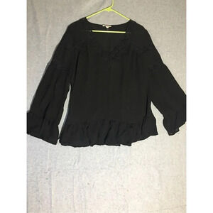 Womens Entro Blouse Size Medium Black Sheer Lace Detailing Cute Trendy Gothic